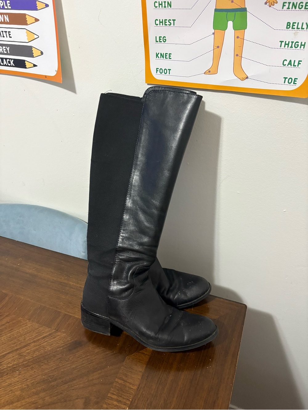 Aldo Black Over-the-Knee Leather Stretch Boots size 8